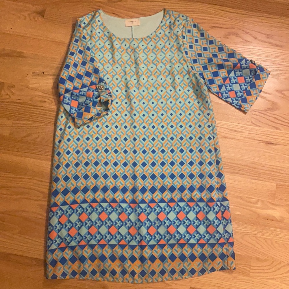 Everly multi colored geometric detail dress
